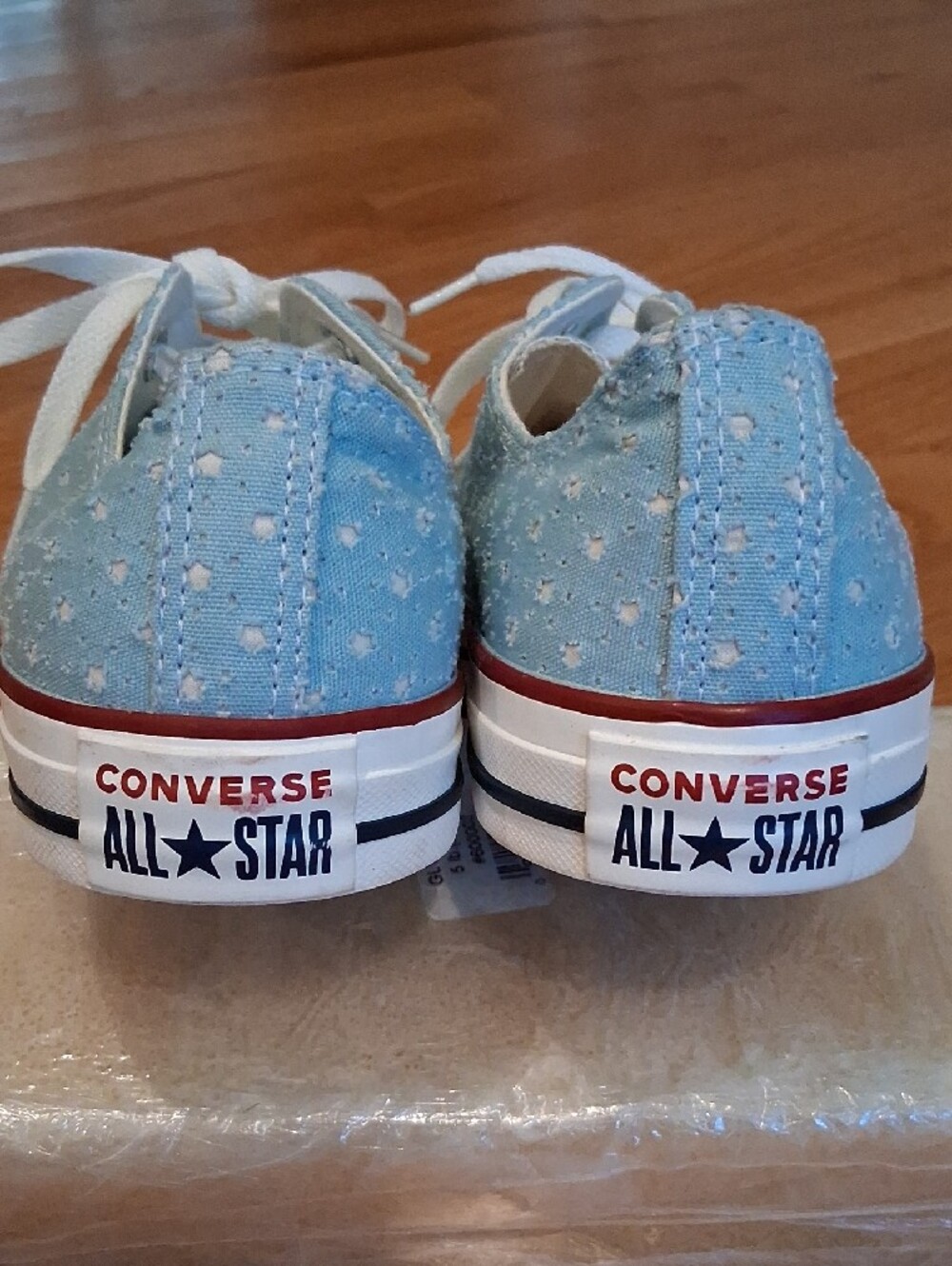 Converse Light Blue Polka Dot / Mini Stars Canvas Sneakers Women's 10 - Picture 4 of 11